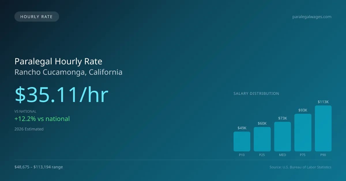 Paralegal Hourly Rate in Rancho Cucamonga, CA — 2026 est., based on 2025 BLS