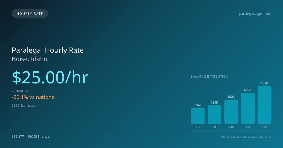 Paralegal Hourly Rate in Boise, ID — 2026 est., based on 2025 BLS