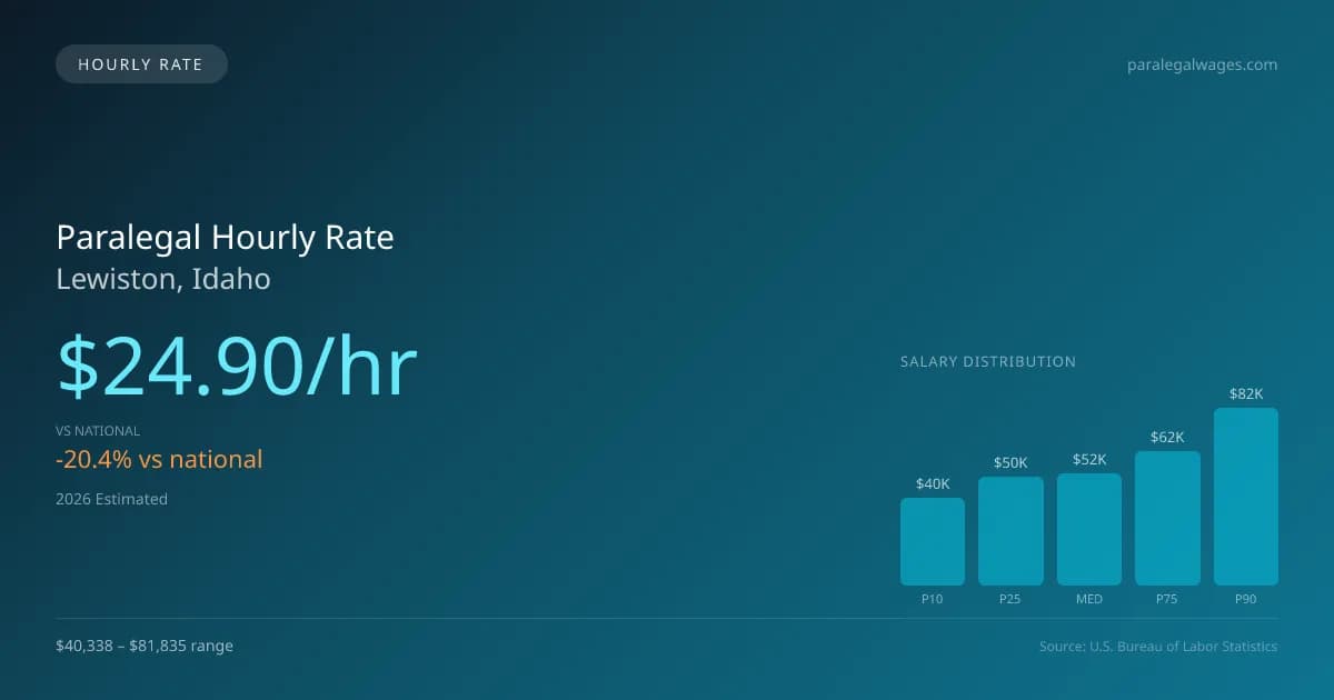 Paralegal Hourly Rate in Lewiston, ID — 2026 est., based on 2025 BLS