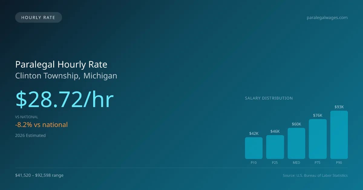 Paralegal Hourly Rate in Clinton Township, MI — 2026 est., based on 2025 BLS