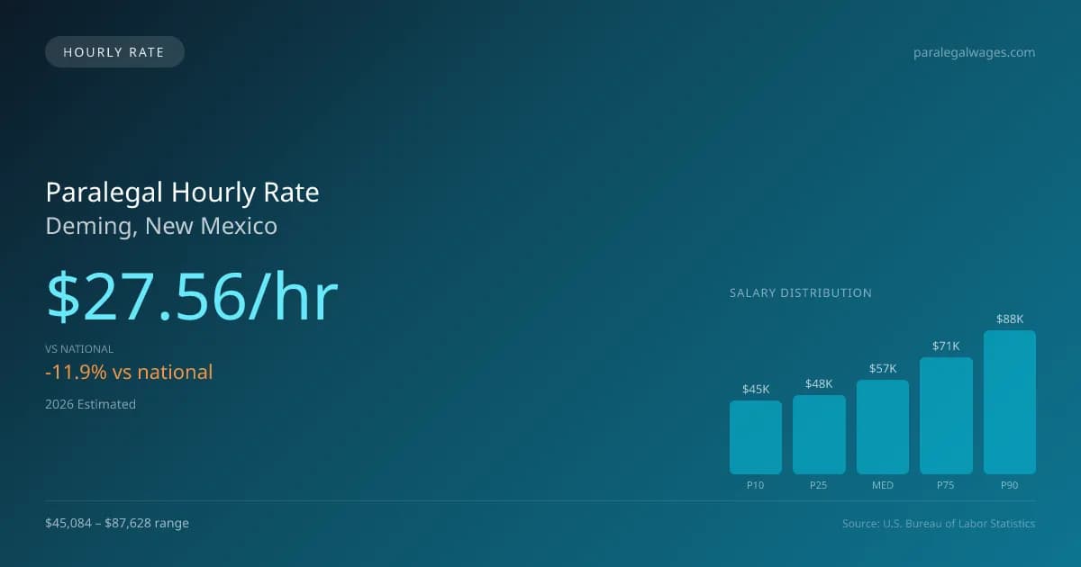 Paralegal Hourly Rate in Deming, NM — 2026 est., based on 2025 BLS