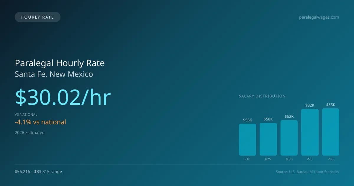 Paralegal Hourly Rate in Santa Fe, NM — 2026 est., based on 2025 BLS