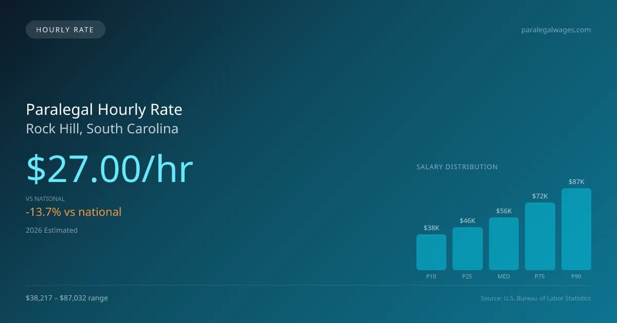 Paralegal Hourly Rate in Rock Hill, SC — 2026 est., based on 2025 BLS