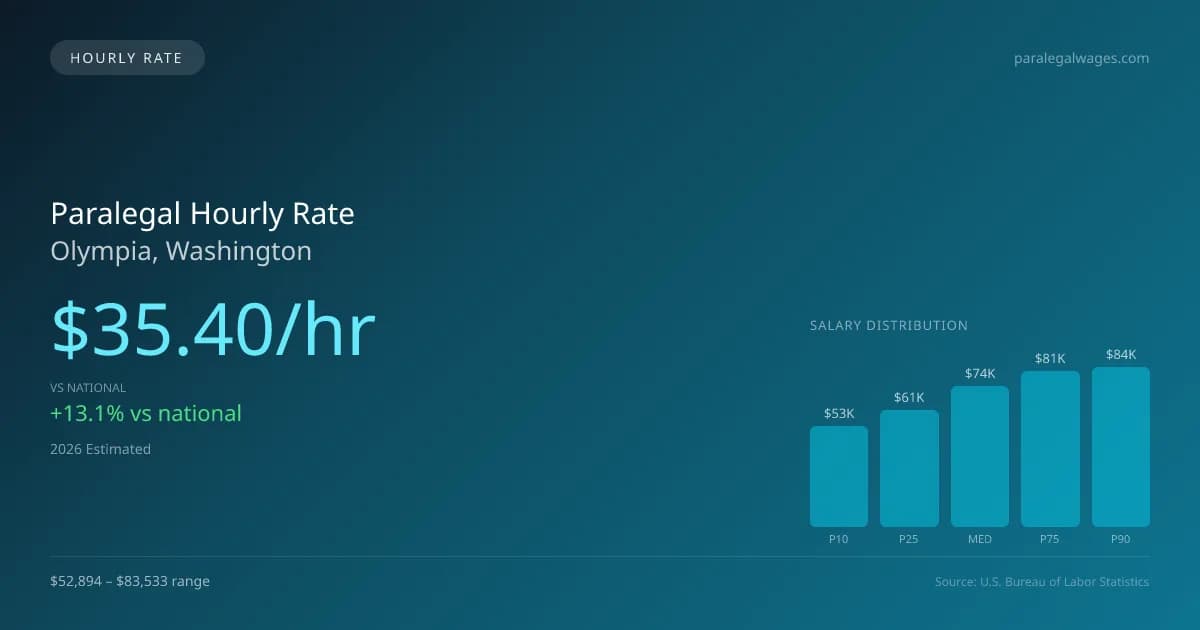 Paralegal Hourly Rate in Olympia, WA — 2026 est., based on 2025 BLS