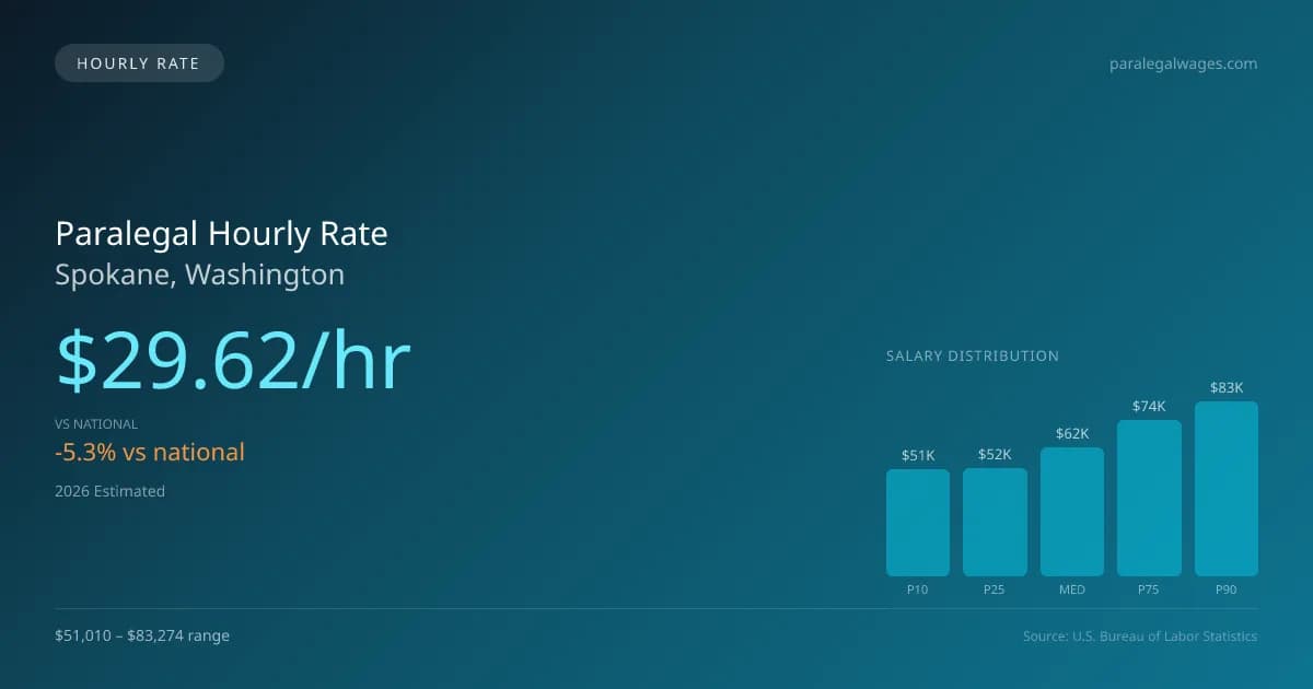 Paralegal Hourly Rate in Spokane, WA — 2026 est., based on 2025 BLS