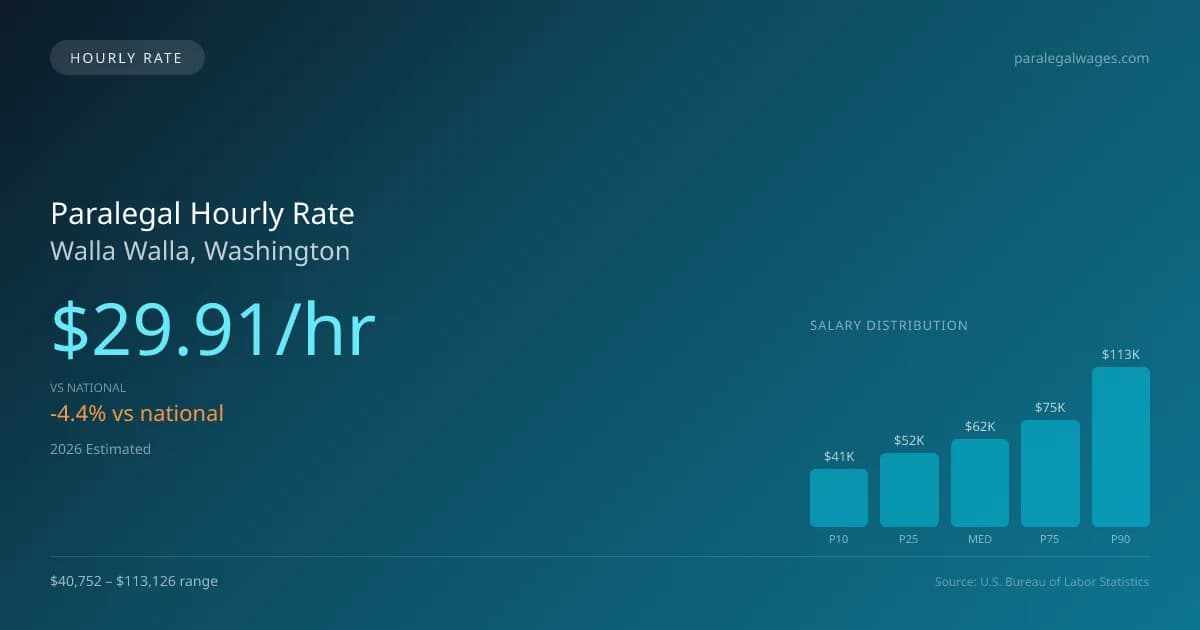 Paralegal Hourly Rate in Walla Walla, WA — 2026 est., based on 2025 BLS