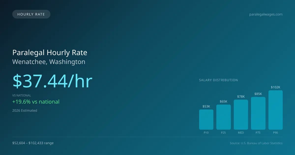 Paralegal Hourly Rate in Wenatchee, WA — 2026 est., based on 2025 BLS