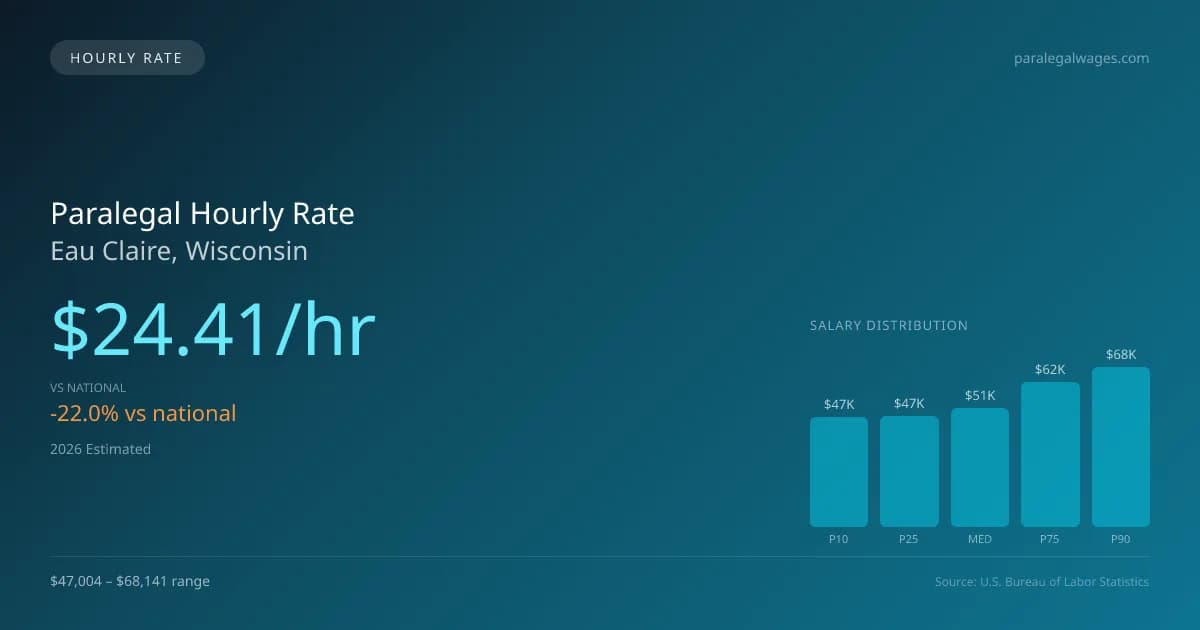 Paralegal Hourly Rate in Eau Claire, WI — 2026 est., based on 2025 BLS