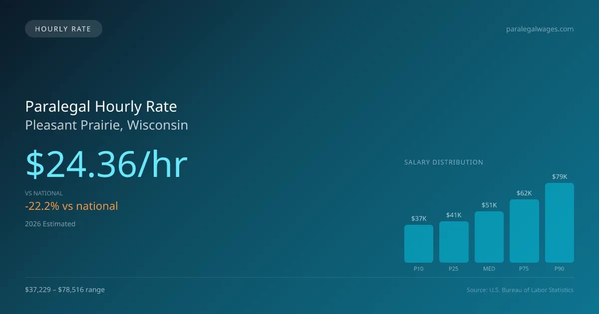Paralegal Hourly Rate in Pleasant Prairie, WI — 2026 est., based on 2025 BLS