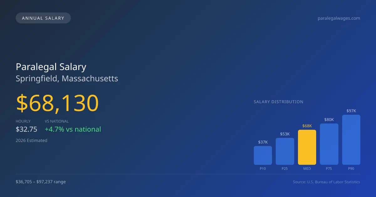 Paralegal Salary in Springfield, MA — 2026 est., based on 2025 BLS