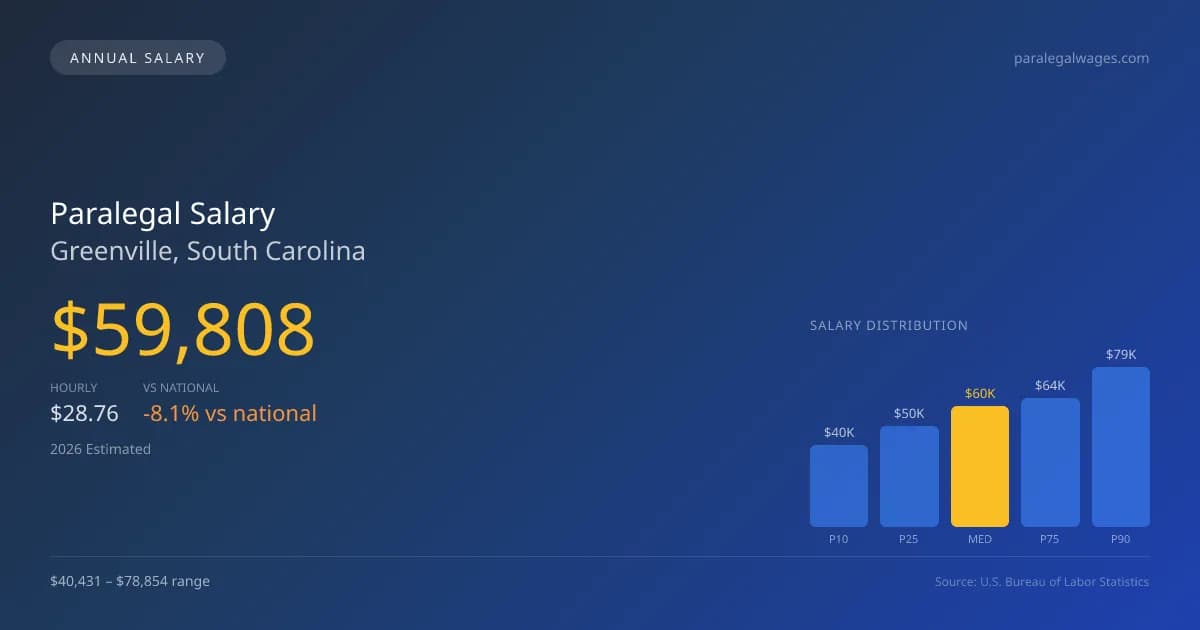 Paralegal Salary in Greenville, SC — 2026 est., based on 2025 BLS