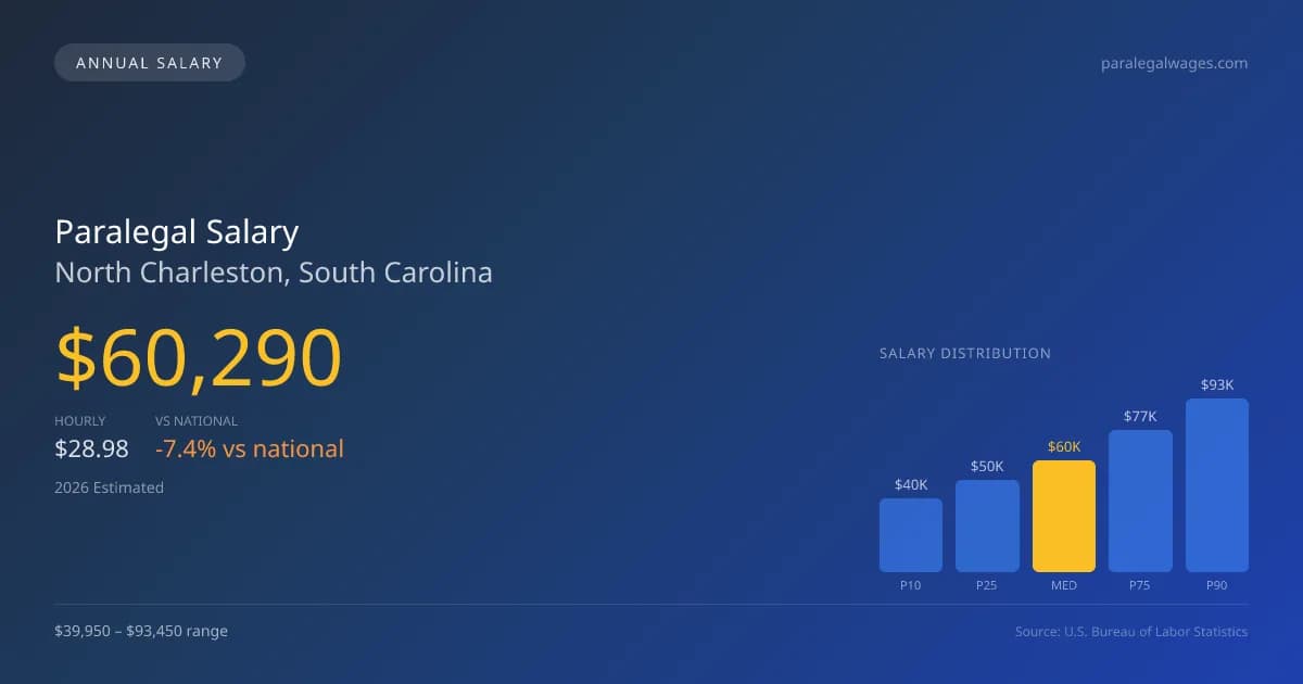 Paralegal Salary in North Charleston, SC — 2026 est., based on 2025 BLS