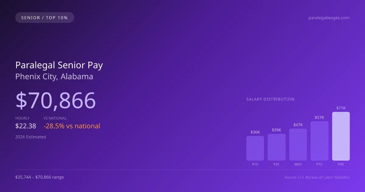 Paralegal Senior Salary in Phenix City, AL — 2026 est., based on 2025 BLS