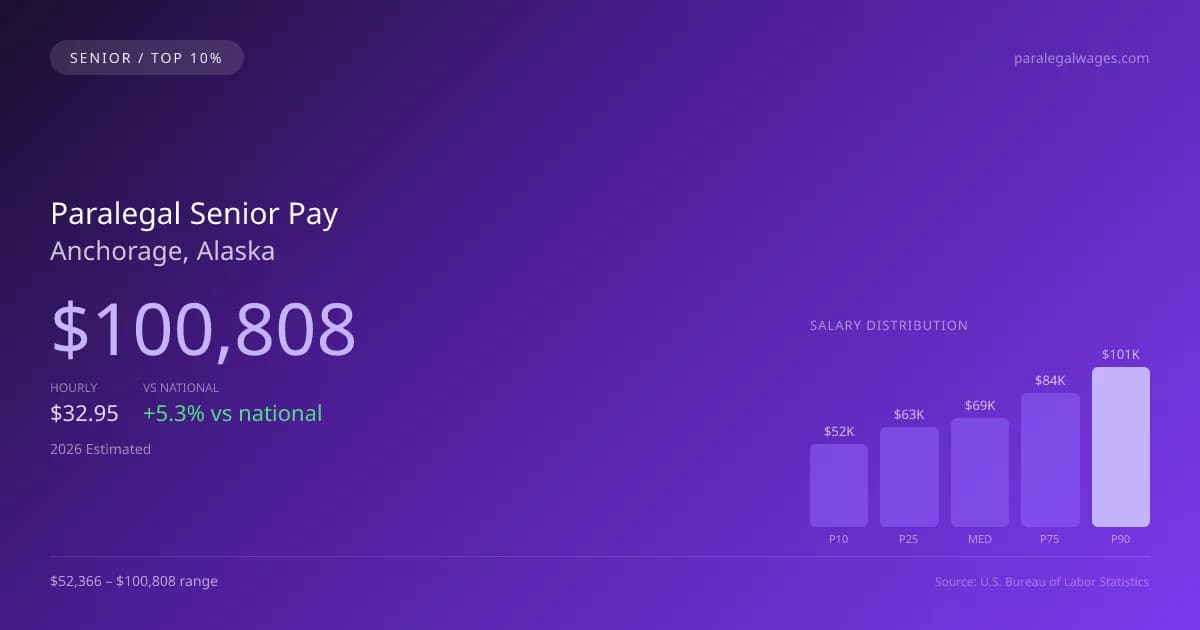 Paralegal Senior Salary in Anchorage, AK — 2026 est., based on 2025 BLS