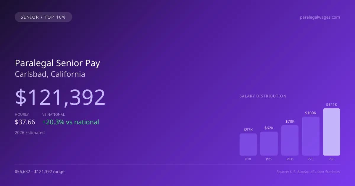 Paralegal Senior Salary in Carlsbad, CA — 2026 est., based on 2025 BLS