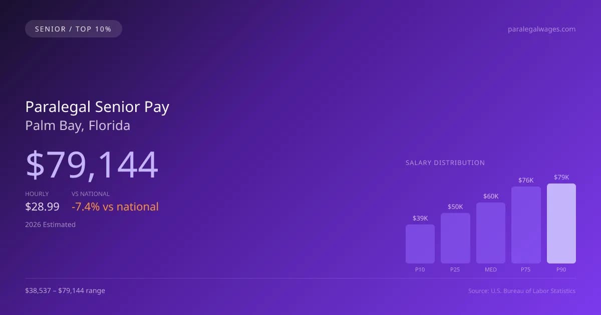 Paralegal Senior Salary in Palm Bay, FL — 2026 est., based on 2025 BLS