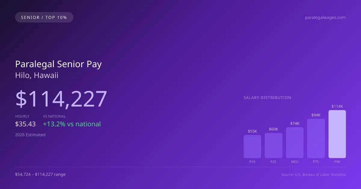 Paralegal Senior Salary in Hilo, HI — 2026 est., based on 2025 BLS