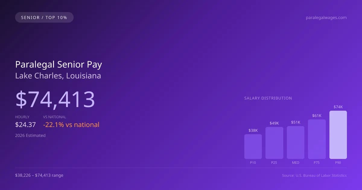 Paralegal Senior Salary in Lake Charles, LA — 2026 est., based on 2025 BLS