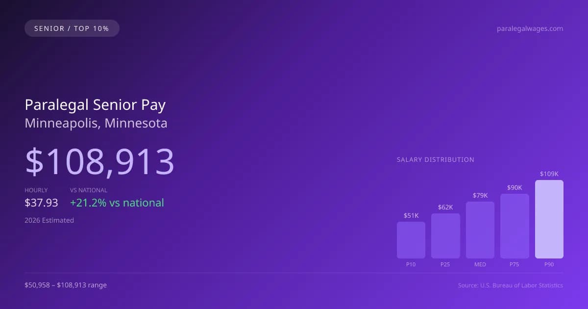 Paralegal Senior Salary in Minneapolis, MN — 2026 est., based on 2025 BLS