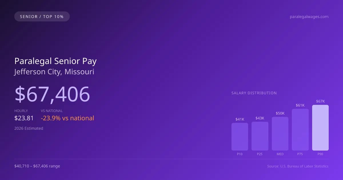 Paralegal Senior Salary in Jefferson City, MO — 2026 est., based on 2025 BLS