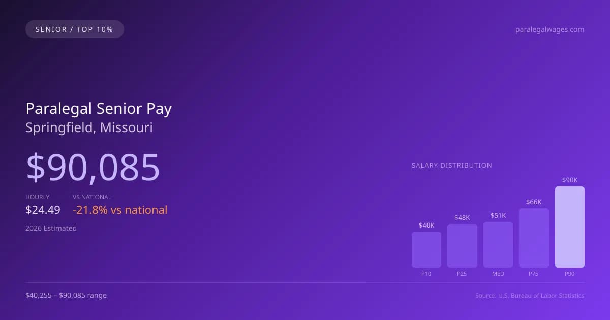 Paralegal Senior Salary in Springfield, MO — 2026 est., based on 2025 BLS