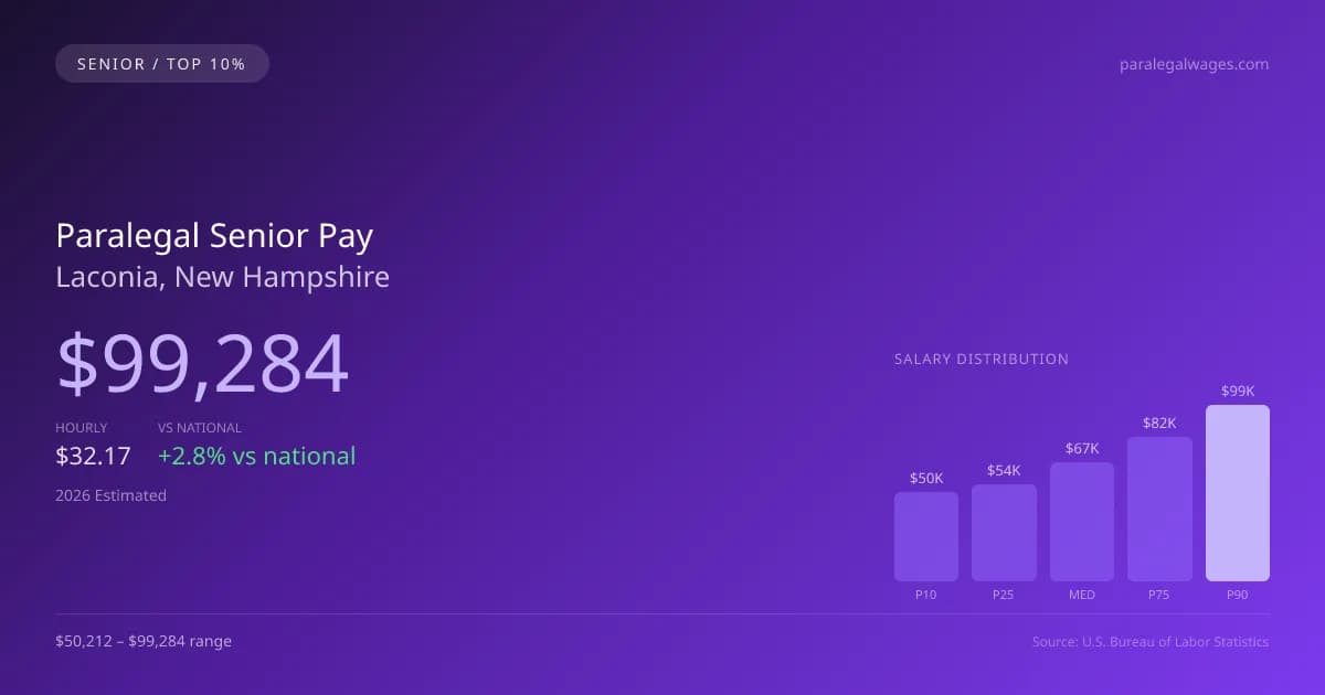 Paralegal Senior Salary in Laconia, NH — 2026 est., based on 2025 BLS