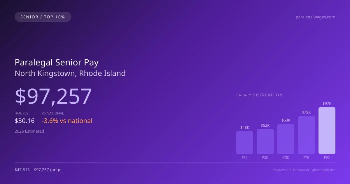 Paralegal Senior Salary in North Kingstown, RI — 2026 est., based on 2025 BLS