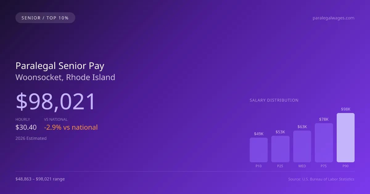 Paralegal Senior Salary in Woonsocket, RI — 2026 est., based on 2025 BLS