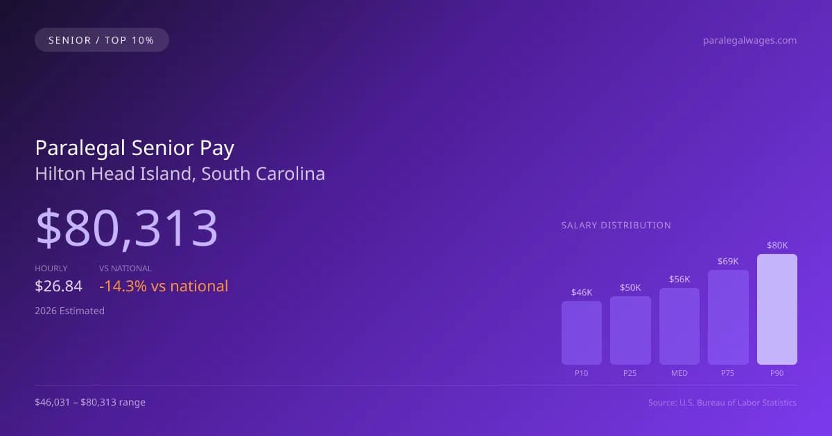 Paralegal Senior Salary in Hilton Head Island, SC — 2026 est., based on 2025 BLS