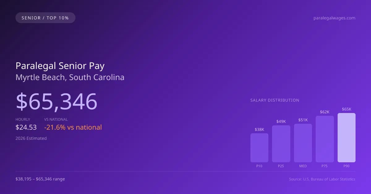 Paralegal Senior Salary in Myrtle Beach, SC — 2026 est., based on 2025 BLS