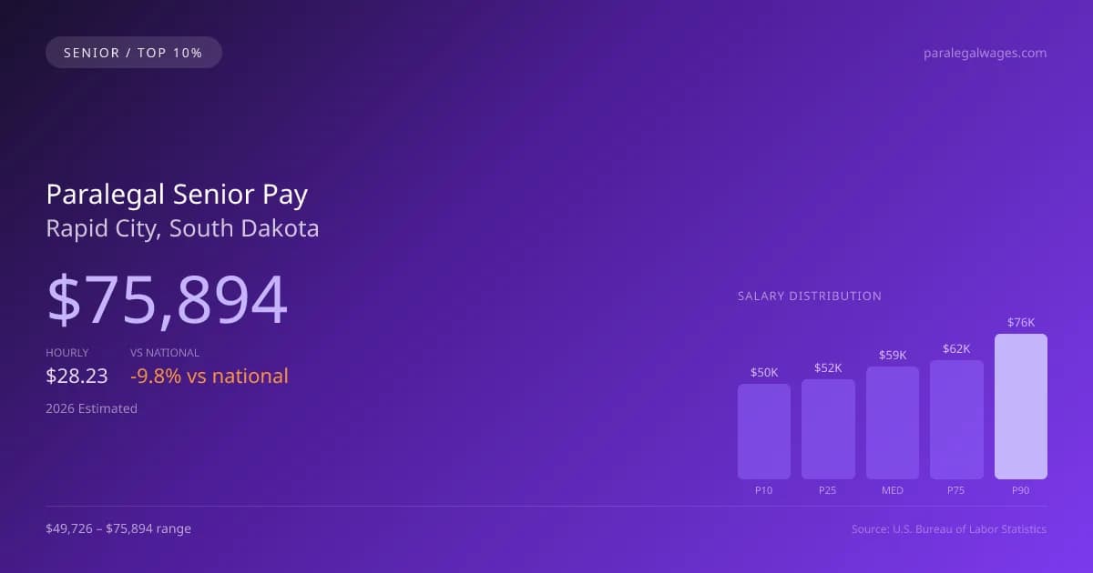 Paralegal Senior Salary in Rapid City, SD — 2026 est., based on 2025 BLS