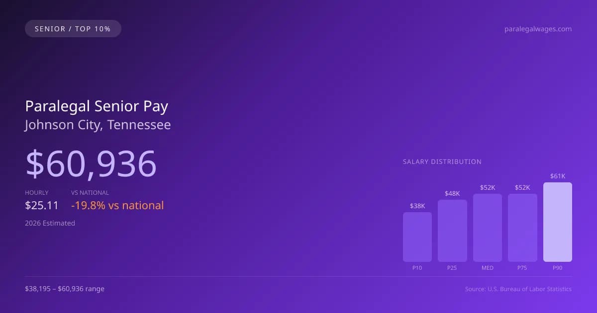 Paralegal Senior Salary in Johnson City, TN — 2026 est., based on 2025 BLS
