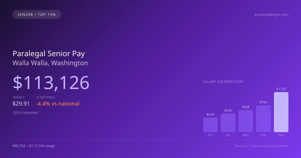 Paralegal Senior Salary in Walla Walla, WA — 2026 est., based on 2025 BLS