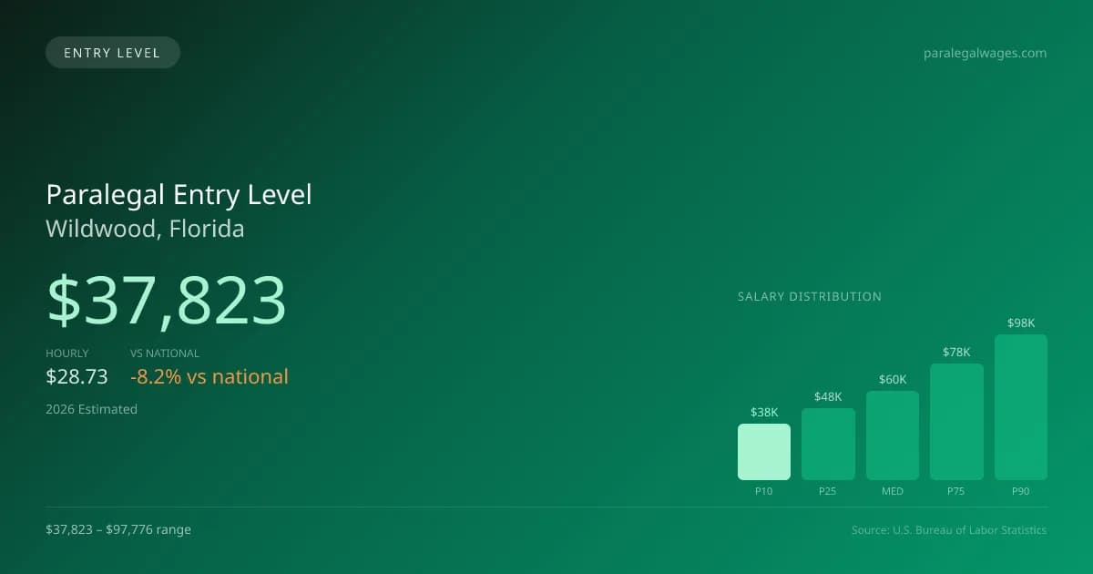 Paralegal Entry Level Salary in Wildwood, FL — 2026 est., based on 2025 BLS