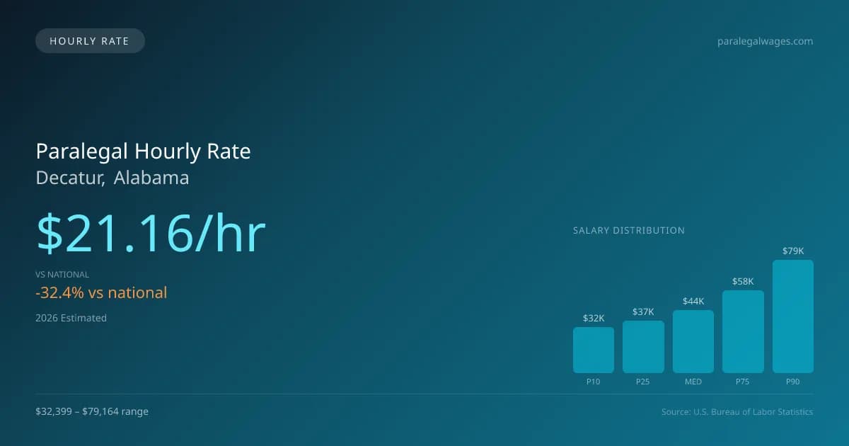 Paralegal Hourly Rate in Decatur, AL — 2026 est., based on 2025 BLS
