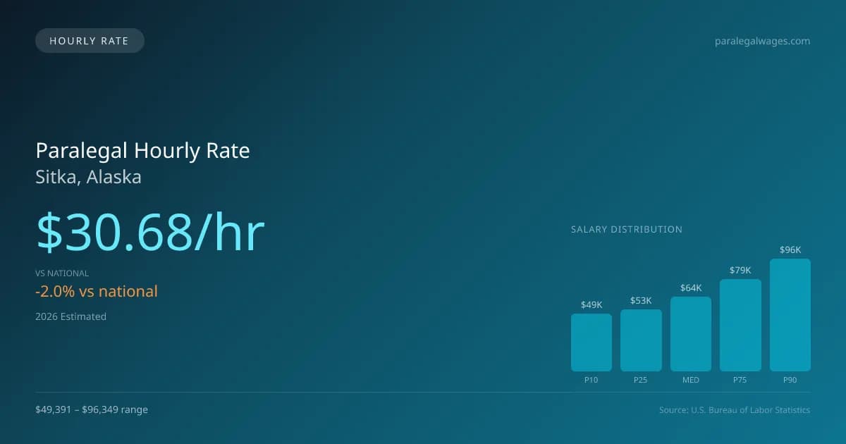 Paralegal Hourly Rate in Sitka, AK — 2026 est., based on 2025 BLS