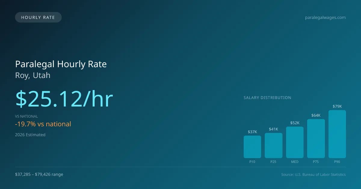 Paralegal Hourly Rate in Roy, UT — 2026 est., based on 2025 BLS