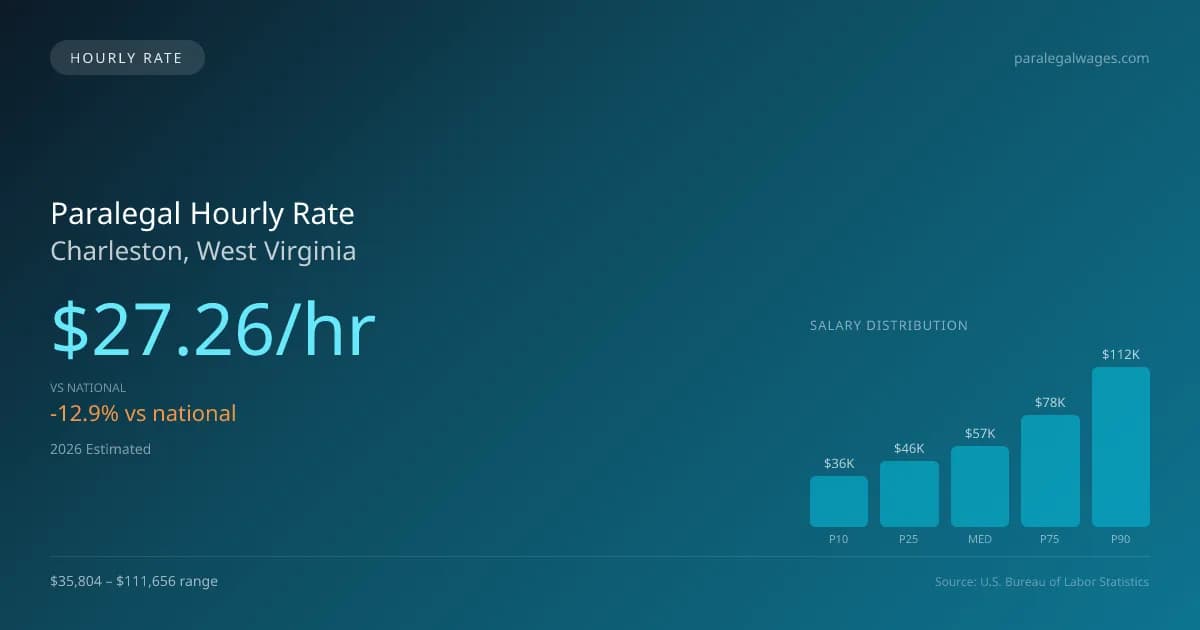 Paralegal Hourly Rate in Charleston, WV — 2026 est., based on 2025 BLS