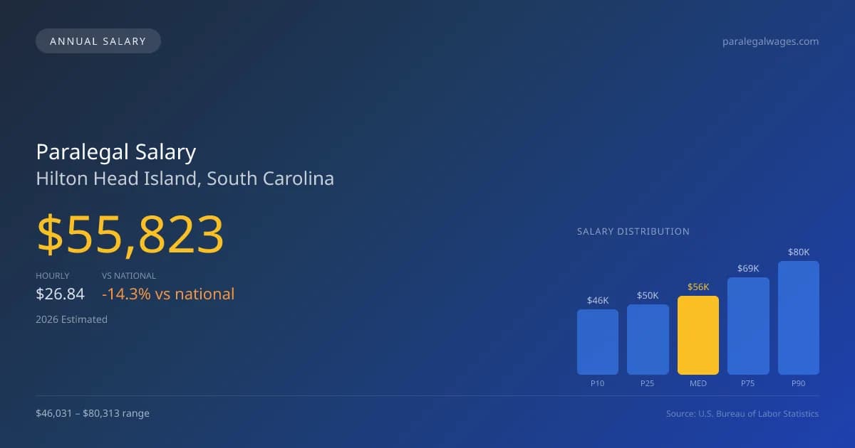 Paralegal Salary in Hilton Head Island, SC — 2026 est., based on 2025 BLS