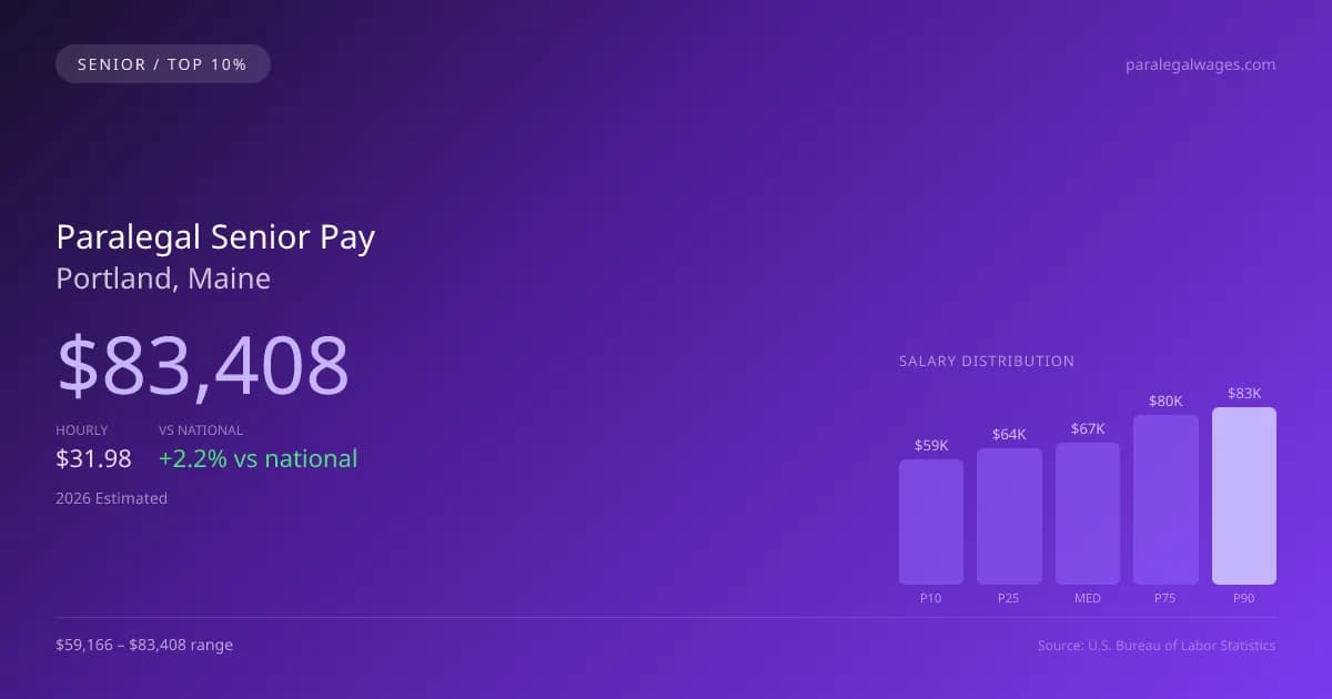 Paralegal Senior Salary in Portland, ME — 2026 est., based on 2025 BLS