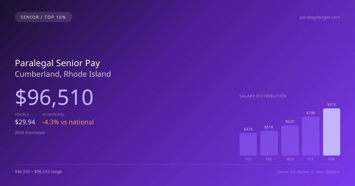 Paralegal Senior Salary in Cumberland, RI — 2026 est., based on 2025 BLS