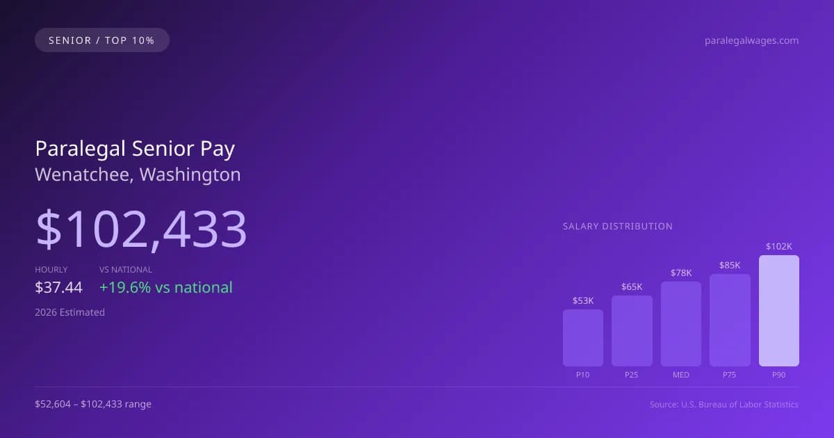 Paralegal Senior Salary in Wenatchee, WA — 2026 est., based on 2025 BLS