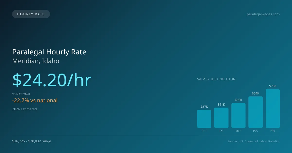 Paralegal Hourly Rate in Meridian, ID — 2026 est., based on 2025 BLS