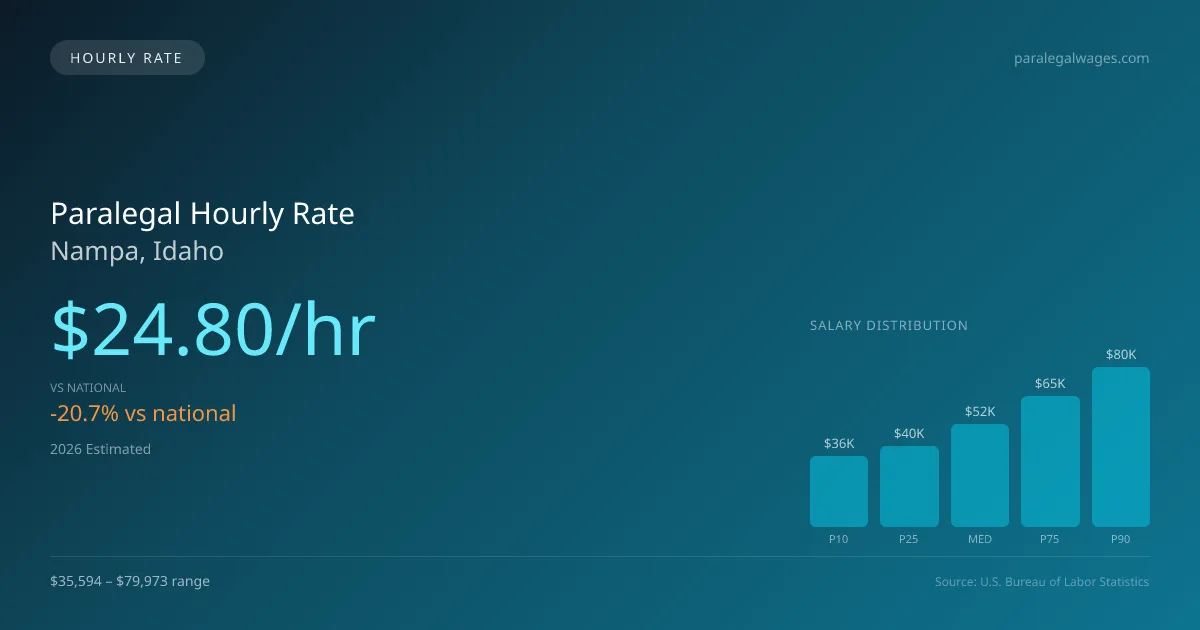 Paralegal Hourly Rate in Nampa, ID — 2026 est., based on 2025 BLS