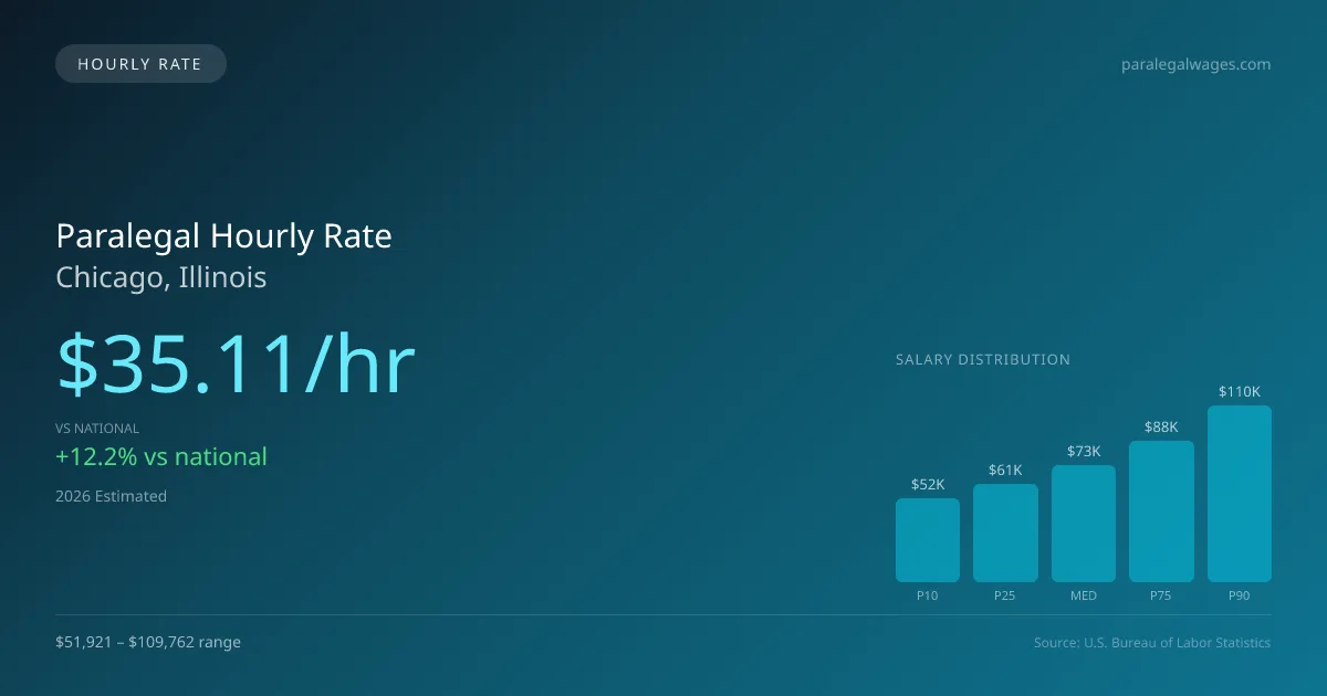 Paralegal Hourly Rate in Chicago, IL — 2026 est., based on 2025 BLS