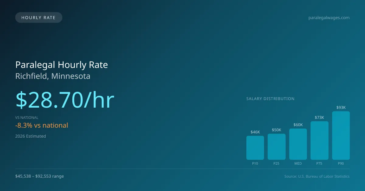 Paralegal Hourly Rate in Richfield, MN — 2026 est., based on 2025 BLS