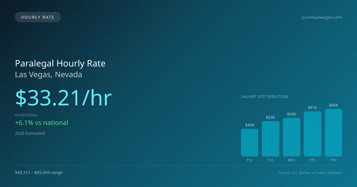 Paralegal Hourly Rate in Las Vegas, NV — 2026 est., based on 2025 BLS