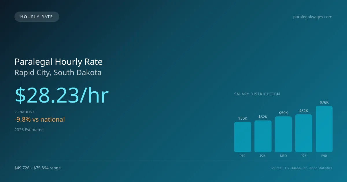 Paralegal Hourly Rate in Rapid City, SD — 2026 est., based on 2025 BLS