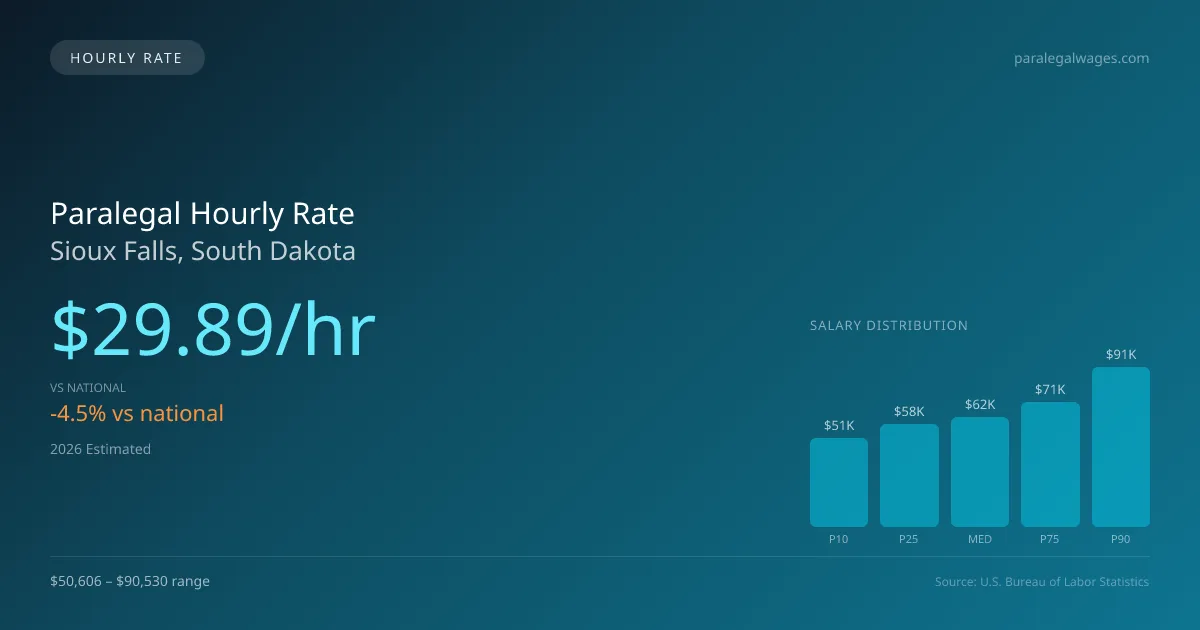 Paralegal Hourly Rate in Sioux Falls, SD — 2026 est., based on 2025 BLS