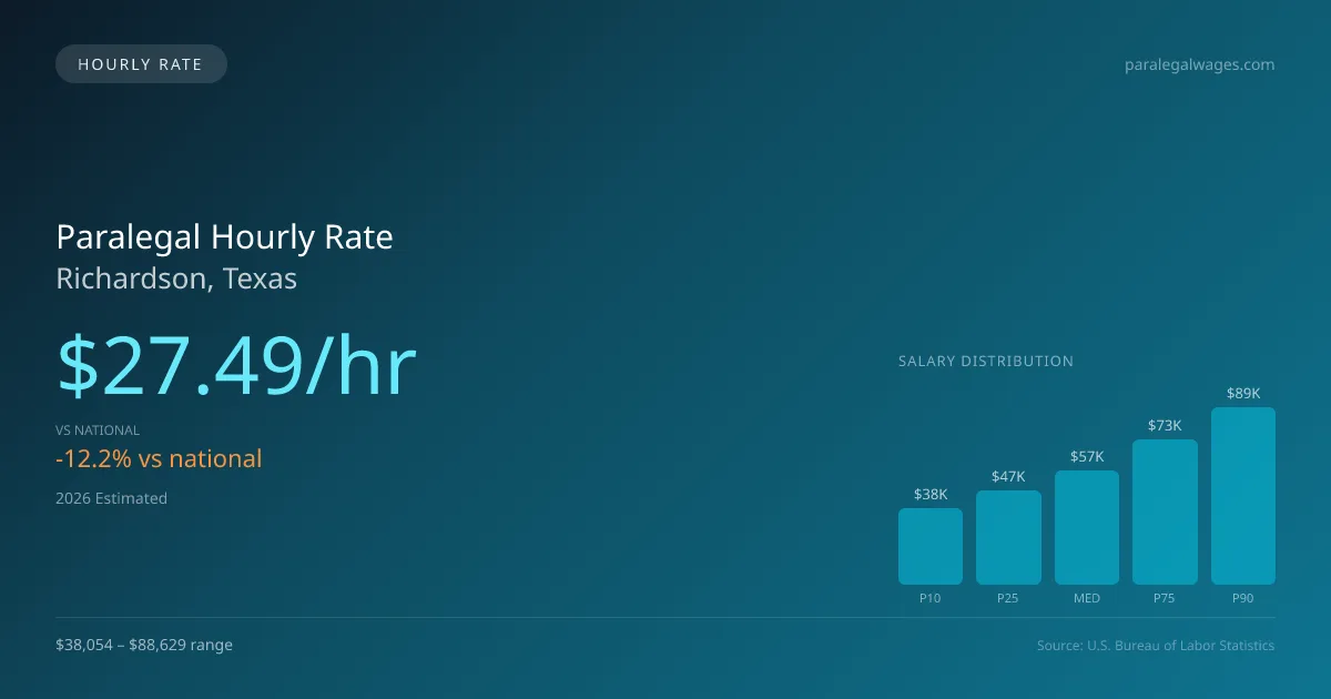 Paralegal Hourly Rate in Richardson, TX — 2026 est., based on 2025 BLS